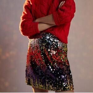 BB Dakota x Steve Madden Harmonia Sequin Mini‎ Skirt L Rainbow Festival Dopamine